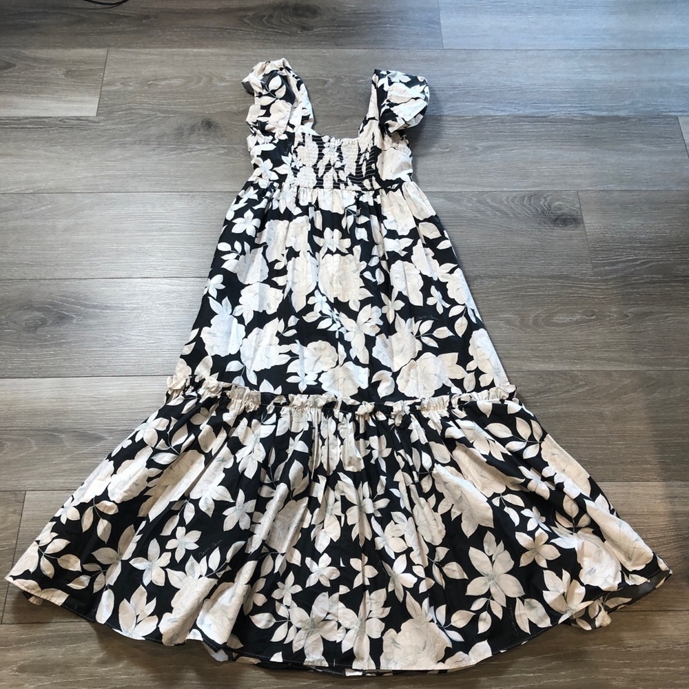 Cara Cara Darby Black Graphic Floral Midi Dress Womens Size XS NWT - Picture 9 of 11